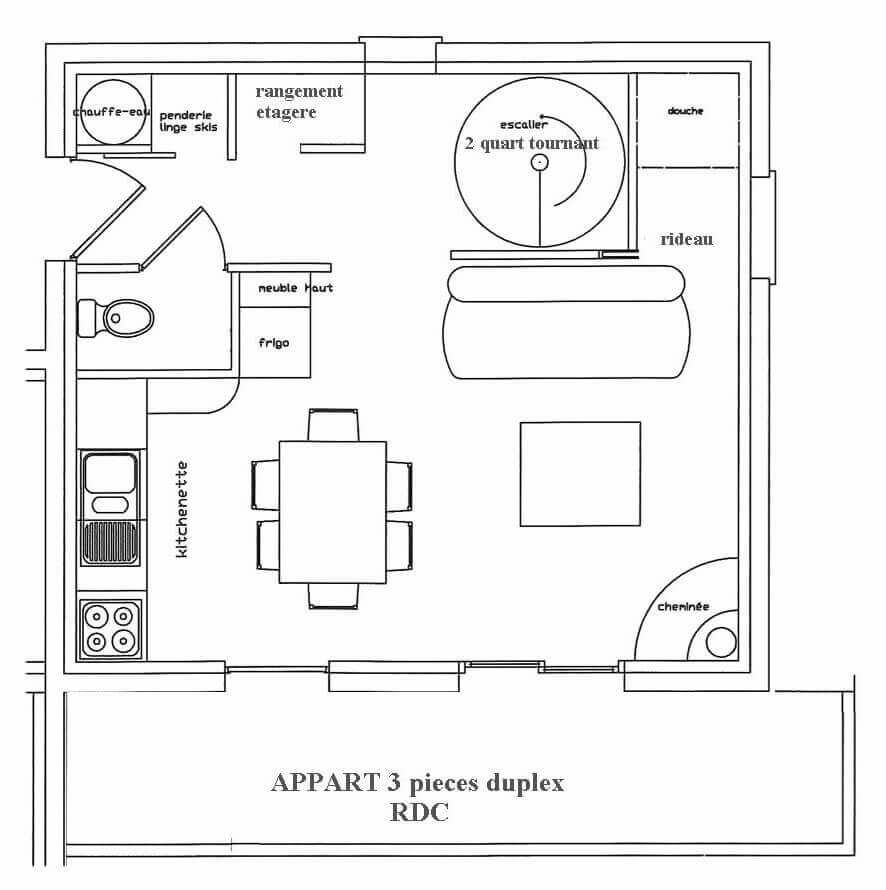 Plan - 3 pièces en duplex Le Balcon des Alpes - location chalet chatel particulier