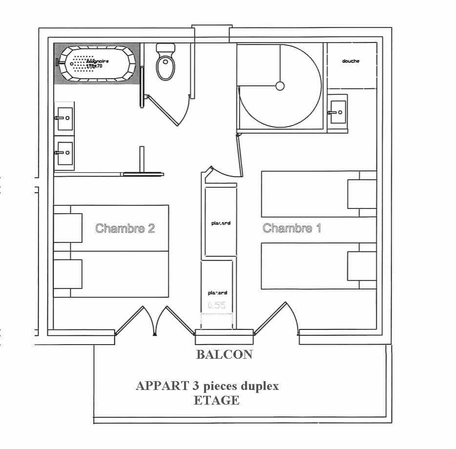 Plan - 3 pièces en duplex Le Balcon des Alpes - rent chatel apartment, housing chatel, chatel rent apartment, rent chalet chatel private person