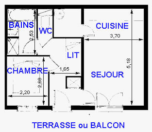 PLAN 2 pièces avec balcon Le Balcon des Alpes - location chalet chatel particulier